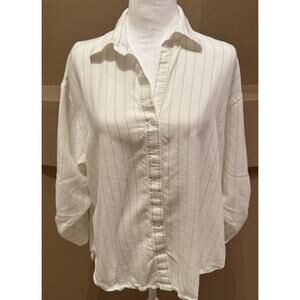 Babaton Aritzia White/Blue Leonore Shirt Size XS